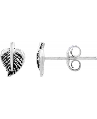 Tiny Sterling Silver Leaf Stud Earrings 5/16 inch $17.89 Stud