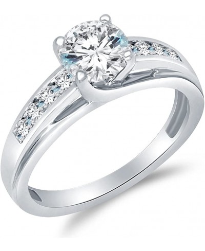Solid 925 Sterling Silver Solitaire Round CZ Cubic Zirconia Engagement Ring 1.5ct $33.31 Engagement Rings