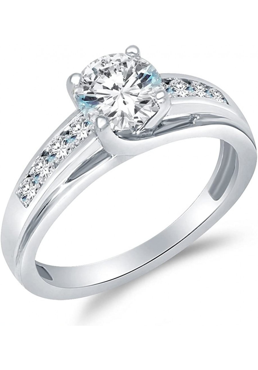 Solid 925 Sterling Silver Solitaire Round CZ Cubic Zirconia Engagement Ring 1.5ct $33.31 Engagement Rings