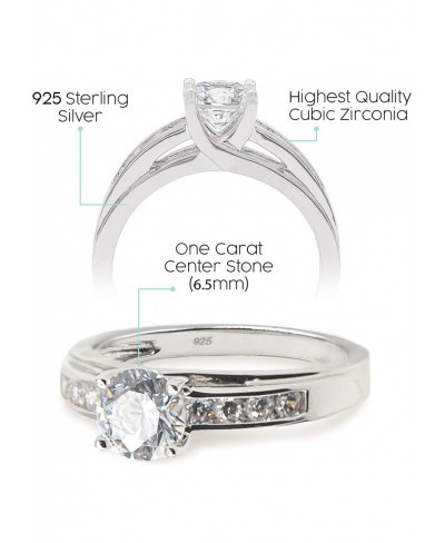 Solid 925 Sterling Silver Solitaire Round CZ Cubic Zirconia Engagement Ring 1.5ct $33.31 Engagement Rings