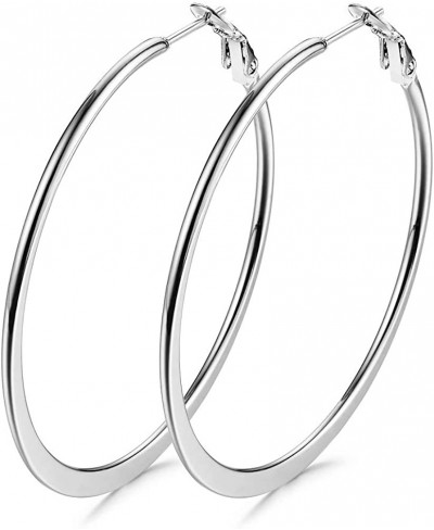 Stainless Steel Hoop Earrings Gold Plated Rose Gold Plated Silver Plated For Women (Silver) $8.75 Hoop
