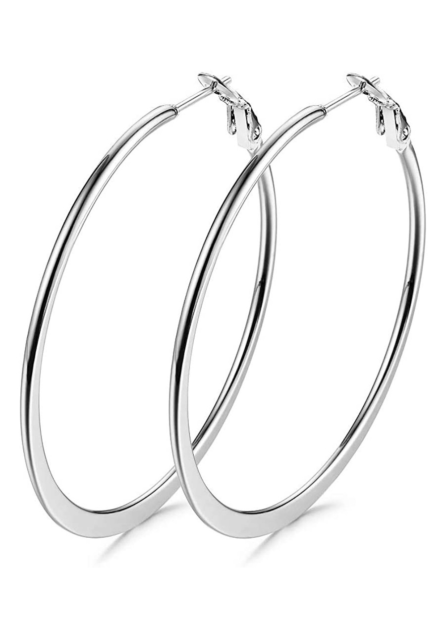 Stainless Steel Hoop Earrings Gold Plated Rose Gold Plated Silver Plated For Women (Silver) $8.75 Hoop