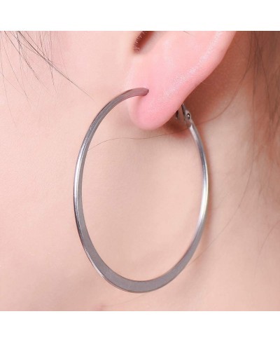 Stainless Steel Hoop Earrings Gold Plated Rose Gold Plated Silver Plated For Women (Silver) $8.75 Hoop