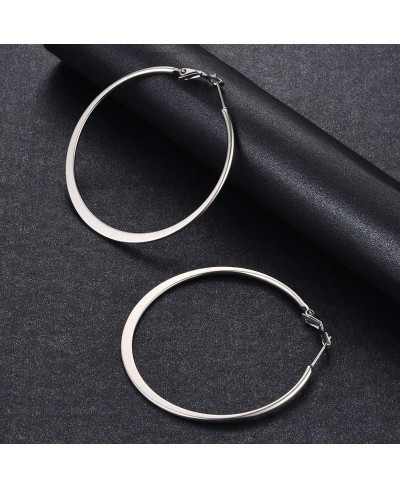 Stainless Steel Hoop Earrings Gold Plated Rose Gold Plated Silver Plated For Women (Silver) $8.75 Hoop