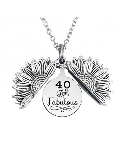 40th Birthday Gifts Sunflower Necklaces for Women 40 and Fabulous Pendant Neckelace for 40 Year Old Woman Birthday Gift for S...