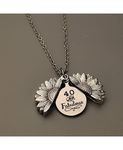 40th Birthday Gifts Sunflower Necklaces for Women 40 and Fabulous Pendant Neckelace for 40 Year Old Woman Birthday Gift for S...