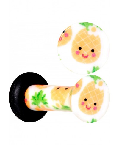 2Pc Ear Plugs White Acrylic Pretty Pineapple Single Flare Ear Plug Gauges Set of 2 $12.98 Piercing Jewelry