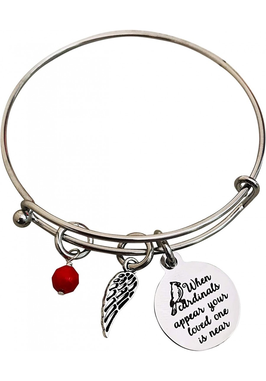 When Cardinals Appear Angels are Near Bracelet Cluster Bangle Stainless Steel with Pretty Charms Memorial Bracelet Loved One ...