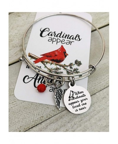 When Cardinals Appear Angels are Near Bracelet Cluster Bangle Stainless Steel with Pretty Charms Memorial Bracelet Loved One ...