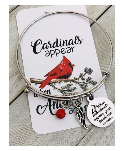 When Cardinals Appear Angels are Near Bracelet Cluster Bangle Stainless Steel with Pretty Charms Memorial Bracelet Loved One ...