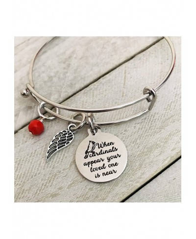 When Cardinals Appear Angels are Near Bracelet Cluster Bangle Stainless Steel with Pretty Charms Memorial Bracelet Loved One ...