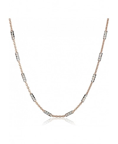 Italian Rose-Tone and Polished Sterling Silver Rolo and Diamond Cut Bar Chain Necklace 20 $23.06 Chains