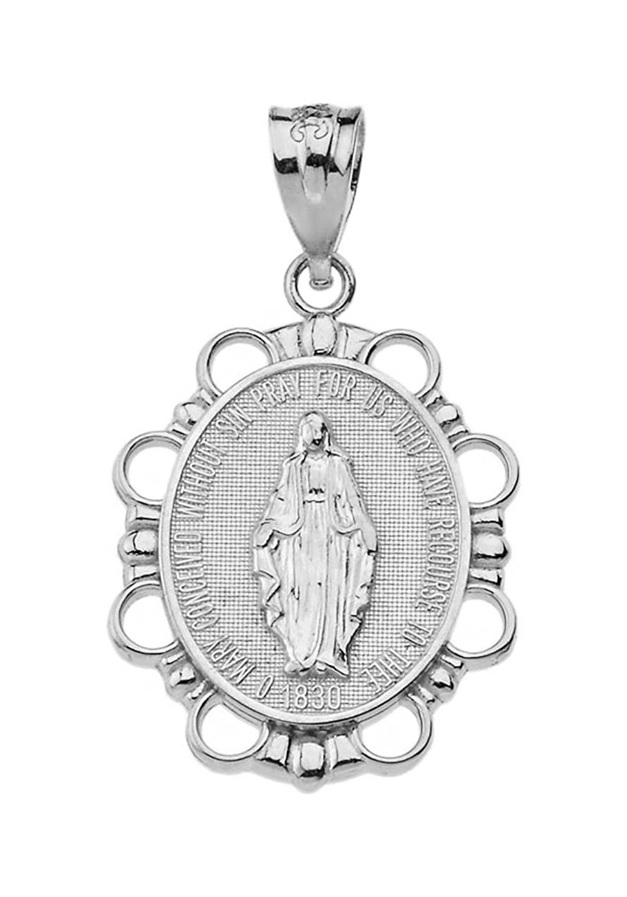 Fine 925 Sterling Silver Miraculous Medal Of Blessed Virgin Mary Pendant (Small) $18.98 Pendants & Coins