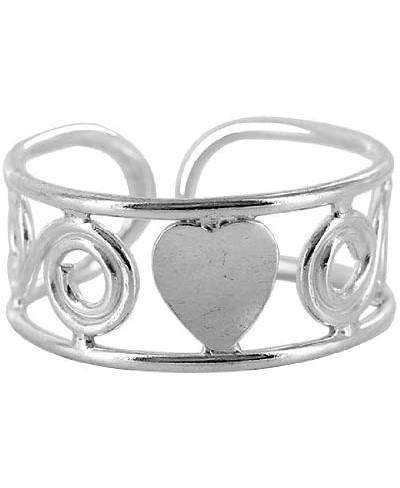 925 Sterling Silver Swirls and Single Heart Design Toe Ring $11.88 Toe Rings