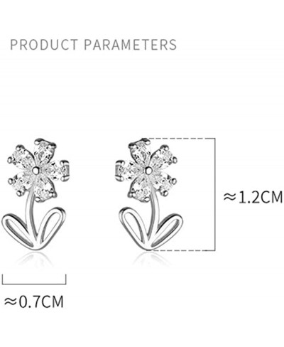 Cute Flowers Small CZ Stud Earrings 925 Sterling Silver Cartilage Hypoallergenic Piercing Tiny Studs for Women Little Girls D...