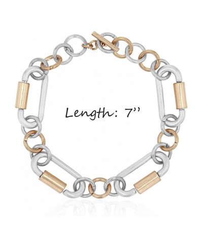 Gold Thick Chain Toggle Bracelet Carabiner Cuban Link Bracelet Disc Star Heart Charm Bracelet for Women Men $18.64 Link