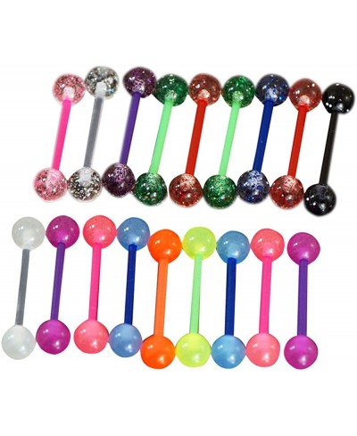 20 Pc 14g 5/8" Glow in The Dark and Glitter Ball Tongue Rings Nipple Barbells $9.12 Piercing Jewelry