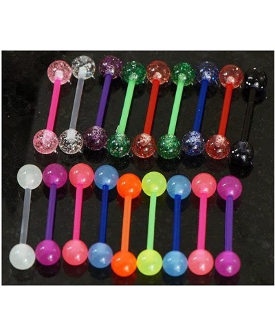 20 Pc 14g 5/8" Glow in The Dark and Glitter Ball Tongue Rings Nipple Barbells $9.12 Piercing Jewelry