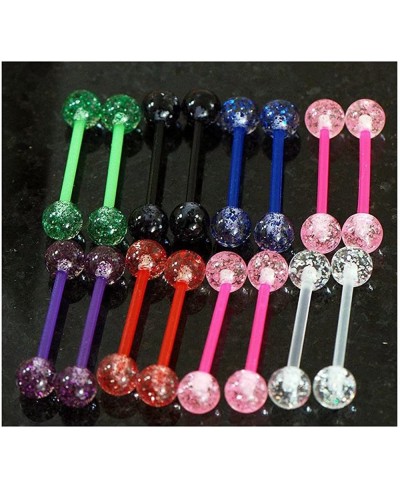 20 Pc 14g 5/8" Glow in The Dark and Glitter Ball Tongue Rings Nipple Barbells $9.12 Piercing Jewelry