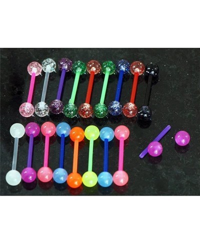 20 Pc 14g 5/8" Glow in The Dark and Glitter Ball Tongue Rings Nipple Barbells $9.12 Piercing Jewelry