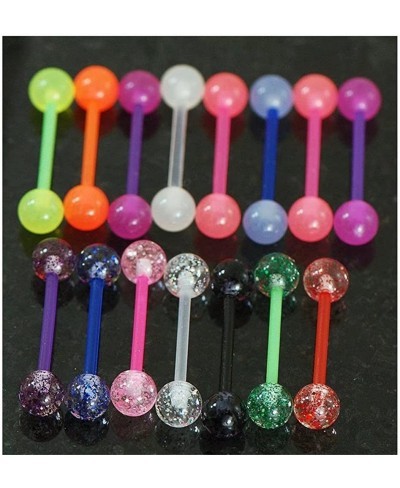 20 Pc 14g 5/8" Glow in The Dark and Glitter Ball Tongue Rings Nipple Barbells $9.12 Piercing Jewelry