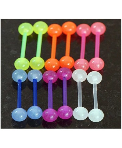 20 Pc 14g 5/8" Glow in The Dark and Glitter Ball Tongue Rings Nipple Barbells $9.12 Piercing Jewelry