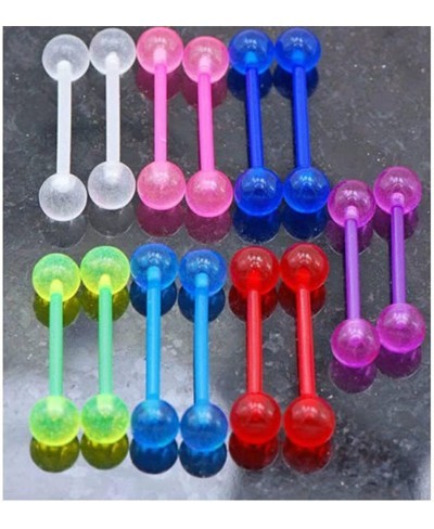 20 Pc 14g 5/8" Glow in The Dark and Glitter Ball Tongue Rings Nipple Barbells $9.12 Piercing Jewelry