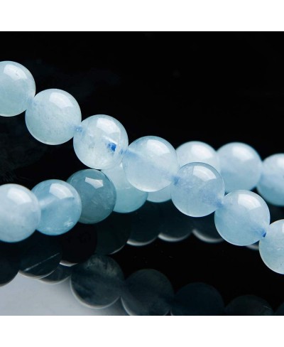 7mm Natural Blue Aquamarine Gemstone Stretch Crystal Round Bead Bracelet $18.66 Stretch