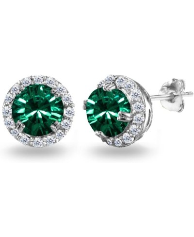 Sterling Silver Round-cut Halo Stud Earrings Made with European Crystals $25.17 Stud