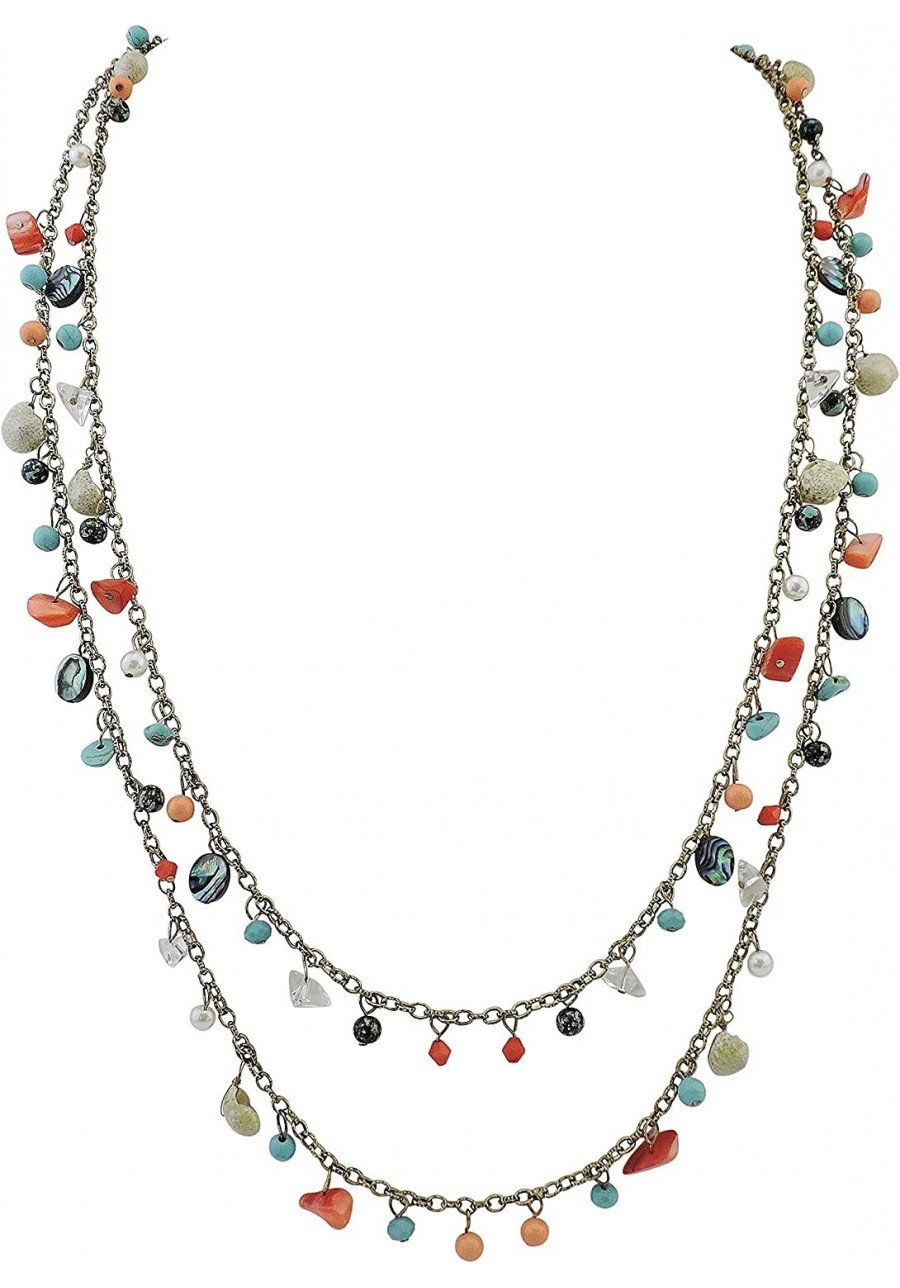 2 Layer Link Chain Crystal Acrylic Women Fashion Long 35" Necklace (NK-10564) $18.55 Collars