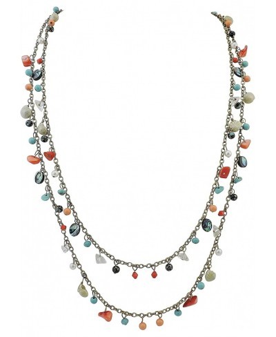 2 Layer Link Chain Crystal Acrylic Women Fashion Long 35" Necklace (NK-10564) $18.55 Collars