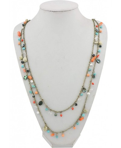 2 Layer Link Chain Crystal Acrylic Women Fashion Long 35" Necklace (NK-10564) $18.55 Collars