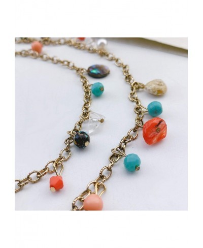 2 Layer Link Chain Crystal Acrylic Women Fashion Long 35" Necklace (NK-10564) $18.55 Collars