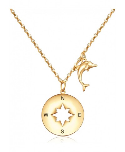 Compass Pendant Necklace Fine Swallow Cross Dolphin Madonna Pendant with Compass Necklace for Women Men Girl as Significant G...