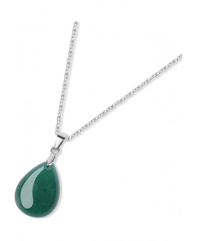 925 Sterling Silver Teardrop Healing Crystal Necklace $18.49 Pendant Necklaces