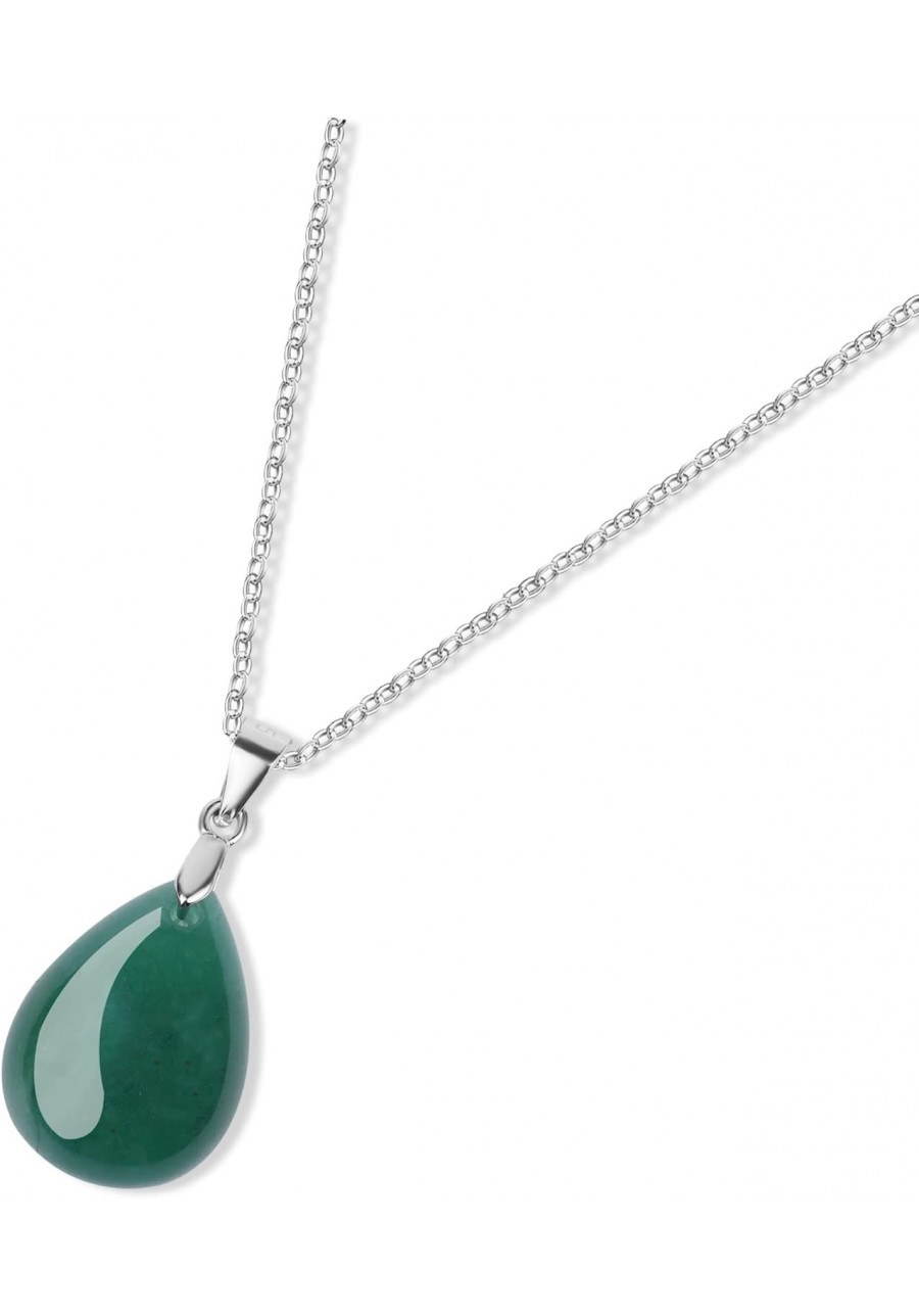 925 Sterling Silver Teardrop Healing Crystal Necklace $18.49 Pendant Necklaces