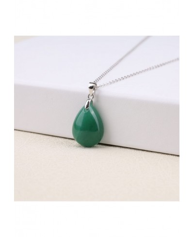 925 Sterling Silver Teardrop Healing Crystal Necklace $18.49 Pendant Necklaces