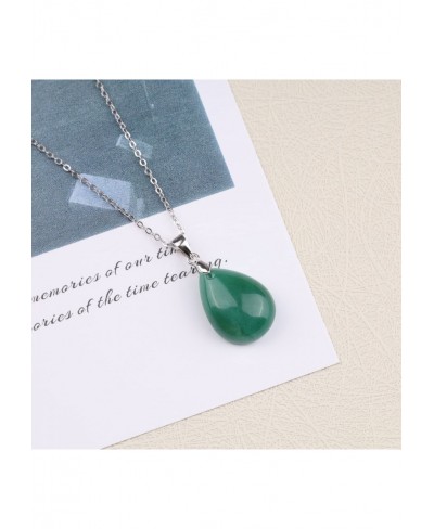 925 Sterling Silver Teardrop Healing Crystal Necklace $18.49 Pendant Necklaces