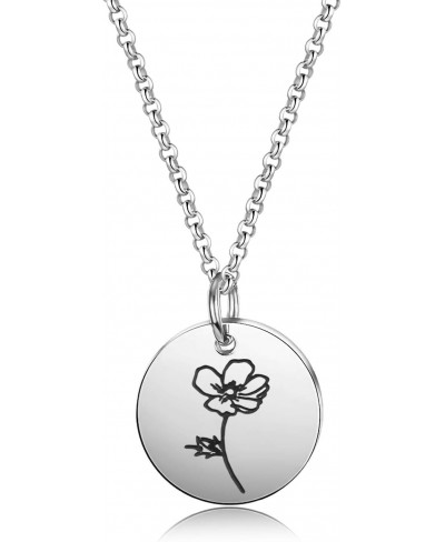 Personalized Birth Flower Necklace Birth Month Mom Necklace Birthday Gift for Her $13.41 Pendant Necklaces