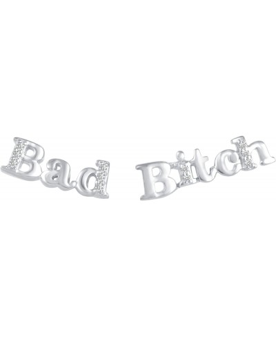 Bad B*tch Stud Earrings with 1/20 Ctw Natural Diamonds set in 925 Sterling Silver $23.68 Stud