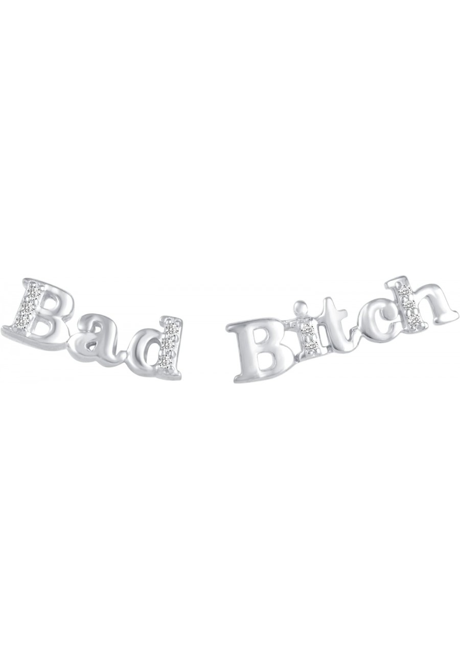 Bad B*tch Stud Earrings with 1/20 Ctw Natural Diamonds set in 925 Sterling Silver $23.68 Stud