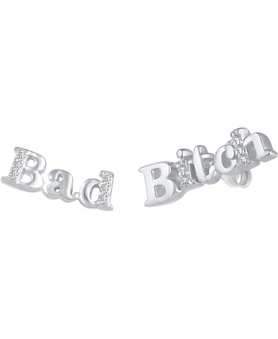 Bad B*tch Stud Earrings with 1/20 Ctw Natural Diamonds set in 925 Sterling Silver $23.68 Stud