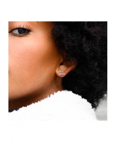 Bad B*tch Stud Earrings with 1/20 Ctw Natural Diamonds set in 925 Sterling Silver $23.68 Stud