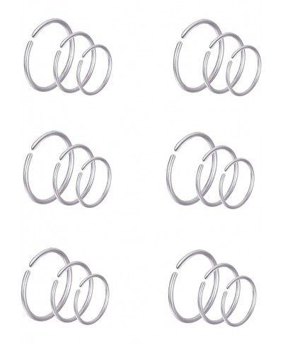 24Pcs 18G 20G 22G Stainless Steel Nose Ring Hoop Cartilage Earrings Septum Ear Traguse Lip Ring Body Piercing Jewelry 6-12mm ...