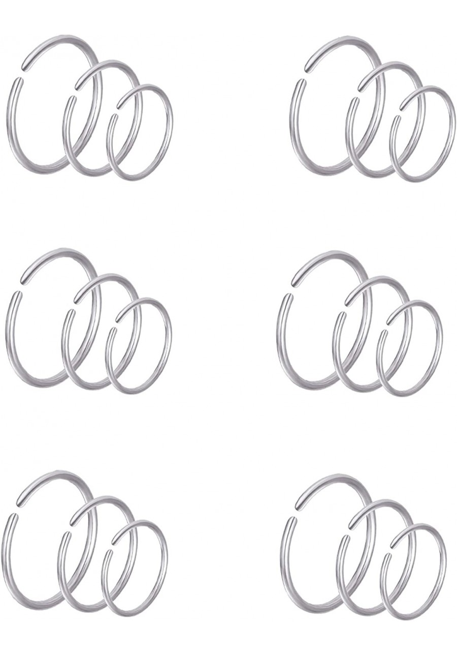 24Pcs 18G 20G 22G Stainless Steel Nose Ring Hoop Cartilage Earrings Septum Ear Traguse Lip Ring Body Piercing Jewelry 6-12mm ...