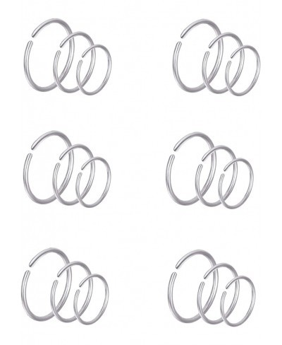 24Pcs 18G 20G 22G Stainless Steel Nose Ring Hoop Cartilage Earrings Septum Ear Traguse Lip Ring Body Piercing Jewelry 6-12mm ...