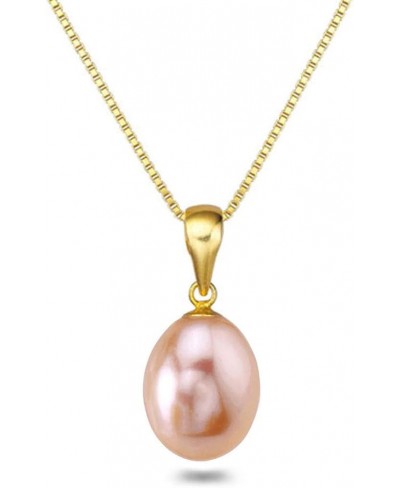 Drop-shape Pink Freshwater Cultured Pearl Pendant Necklaces for Women 16-18 Inch AAA Silver Necklace Pendants - Orien Jewelry...