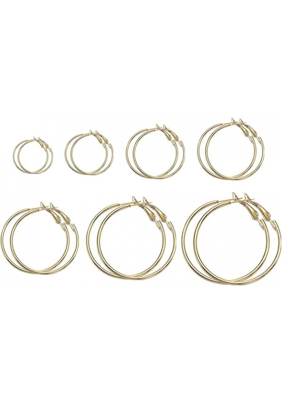 7 Pairs Hoops Womens Earrings Set (Gold) $11.85 Hoop