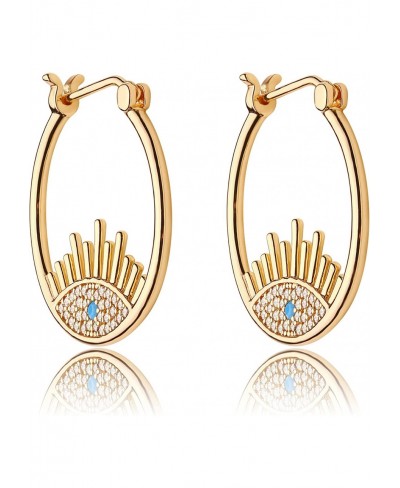 Huggie Hoop Earrings for Women 18K Gold Plated Handmade Cubic Zirconia Stars Geometry Bead Chain Link Cross Evil Eye Heart Bu...
