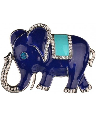 Brooch Pin Fashion Elephant Rhinestone Inlaid Clothes Lapel Badge Jewelry Gift - Blue $6.41 Brooches & Pins